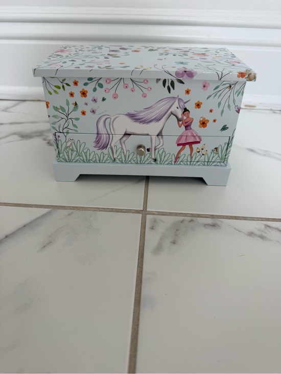 Other Other - Girls White and Purple Unicorn Jewelry Box - Kids Accessories